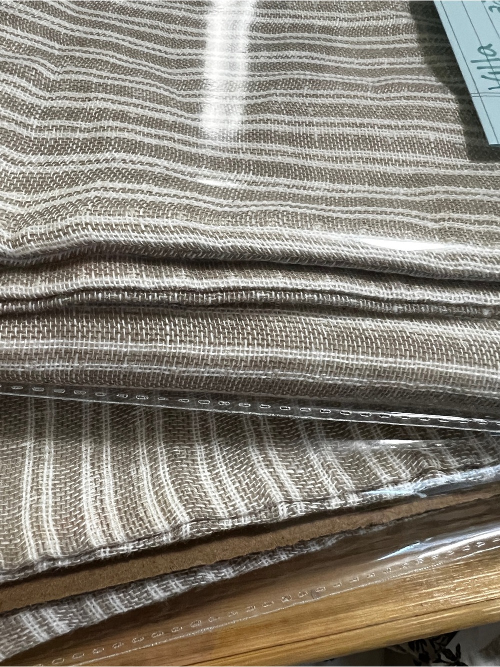 NWT - Villa 75% linen 25% cotton pillow covers / cases PAIR tan stripe - Picture 10 of 10